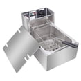 thumbnail image 2 of Hassch 6.3QT Stainless Steel Electric Deep Fryer with Basket and Lid, Countertop Oil Fryer Pot for Kitchen, Restaurant, 2500W, Silver, 2 of 9