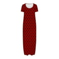 thumbnail image 4 of Yghzkop Plus Size Summer Dresses for Women Fashion Polka Dot Print Maxi Dress Trendy Short Sleeve Cute Dress with Pockets A-Line Boho Beach Sundress Long Dresses for Women, 4 of 5