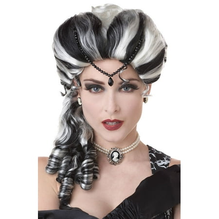 Victorian with Side Curls Costume Wig (Black/White)