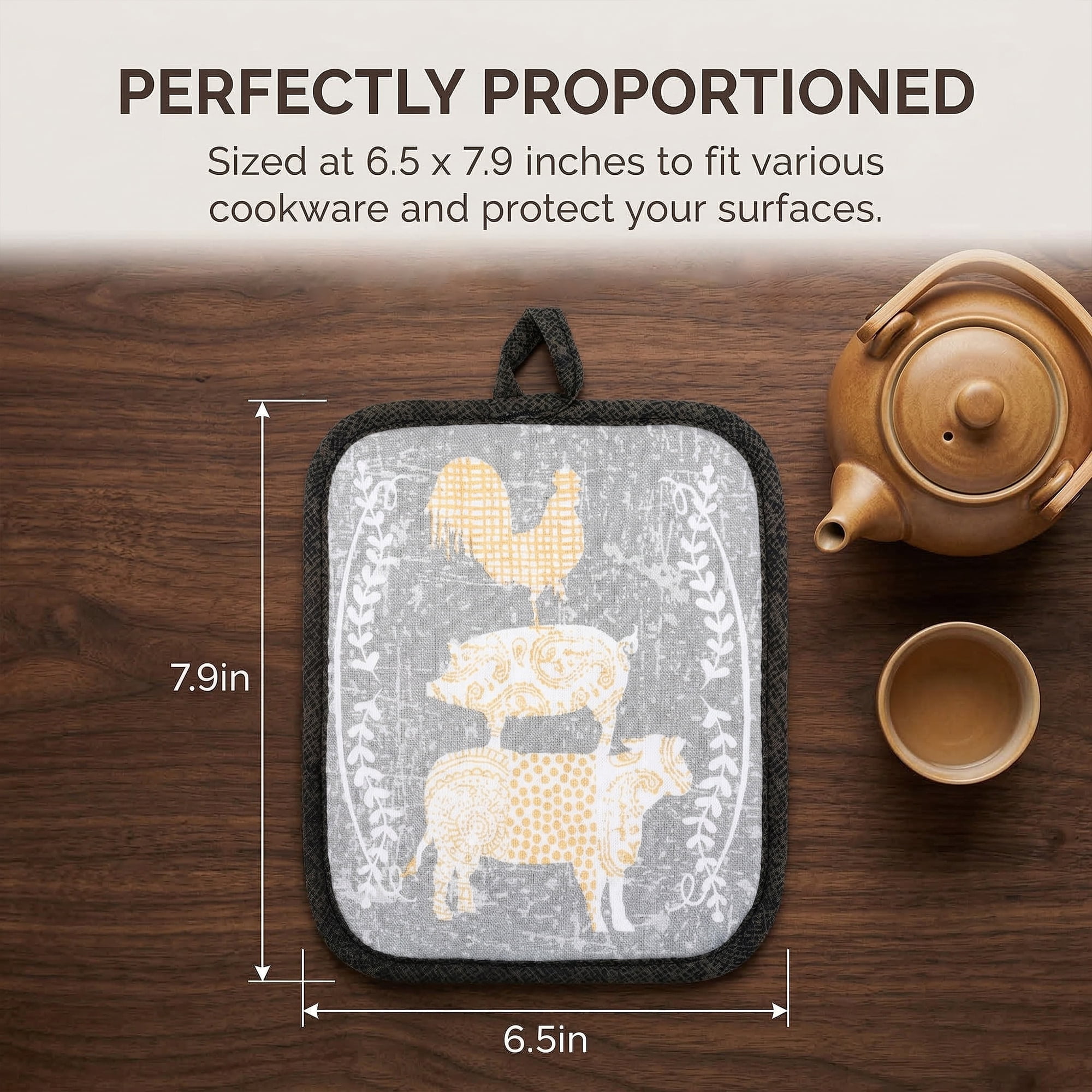 Unique Bargains 2 Pcs Pot Holders, Heat Resistant Trivets for Baking Farm 6.5"x7.9"