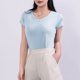 thumbnail image 4 of Mujeres Manga Corta Tops Casual, Color Sólido Cuello en V, Camiseta Casa Blusas para Mujeres, 4 of 5