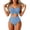Blue, variant on Women's Ruffle Bow Two-Piece Swimsuit, High Waist Tummy Control Bikini, Padded Bathing Suit for Beach & Pool Pink S
