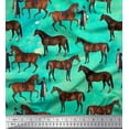 thumbnail image 1 of Soimoi Rayon Fabric Men & Horse Animal Printed Craft Fabric by the Yard 56 Inch Wide, 1 of 3