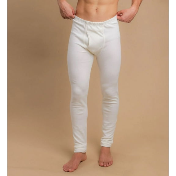 Men's Cottonique M17711 Latex Free Cotton Thermal Long Johns w/ Fly (Natural L)