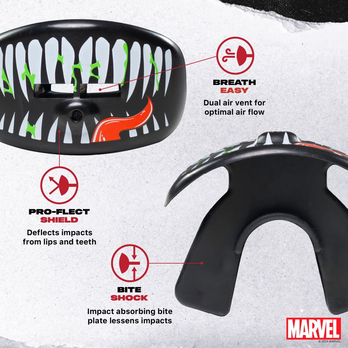 Venom Lip Guard, Football Mouth Guard with Detachable Strap