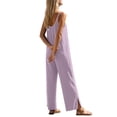 thumbnail image 2 of Women's Bohemian Print Sleeveless Wide Leg Jumpsuit With Pockets For Beach Vacation Light Purple XXL, 2 of 7