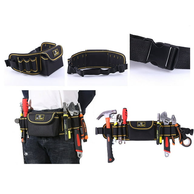 Xihbxyly Cinturón de Herramientas de Bolsillo, Hebilla de Liberación Rápida, Resistente y Ajustable, Compartimentos para Múltiples Herramientas, Cómodo Delantal de Trabajo, Ideal para Electricistas y