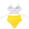 thumbnail image 4 of Women Criss Cross High Waisted String Floral Printed 2 Piece Bathing Suits, 4 of 8