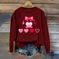thumbnail image 5 of qucoqpe Valentine's Day Long Sleeve Shirts for Women Fashion Love Heart Printed Crew Neck Pullover Tops Casual Oversized Sweatshirt for Women, 5 of 5