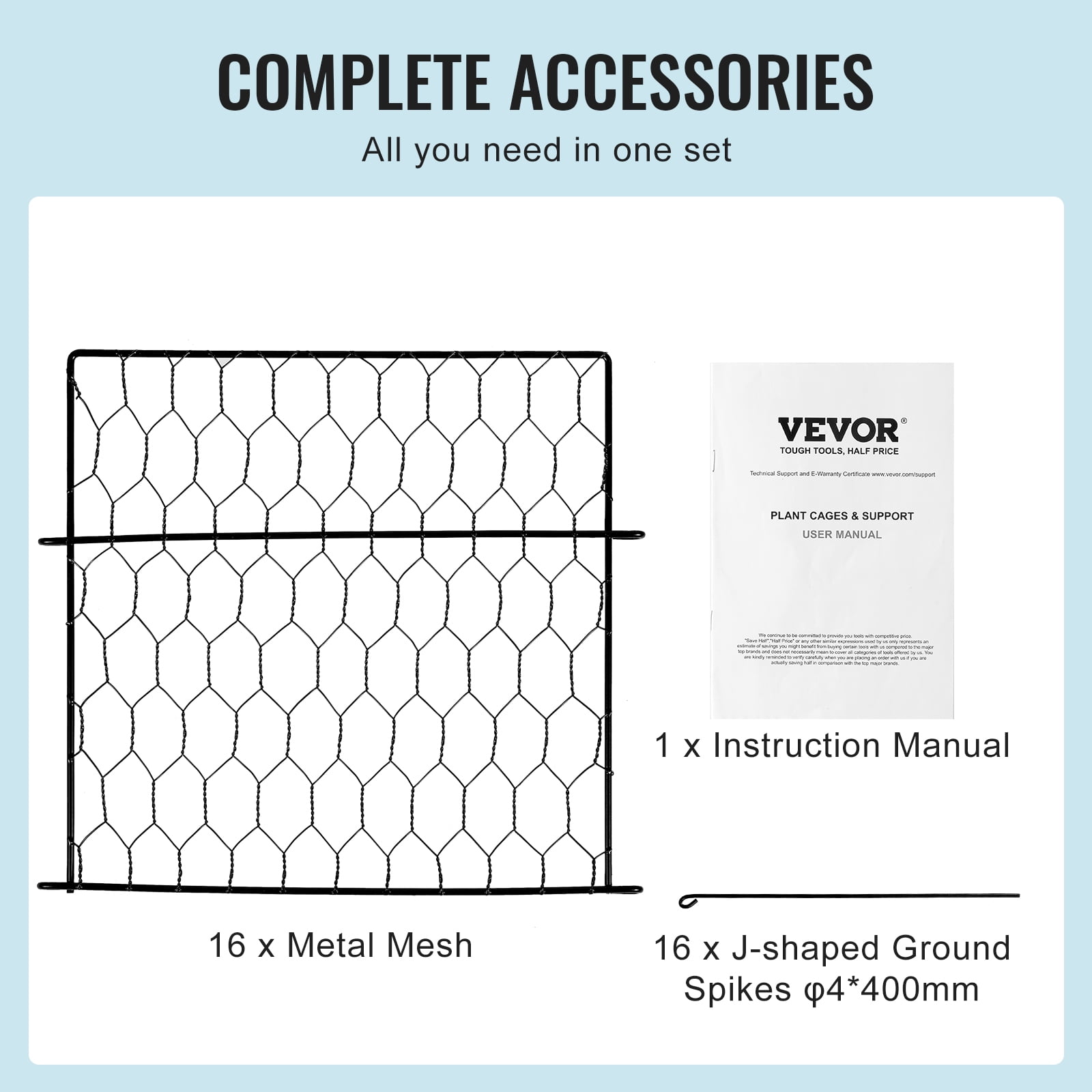 VEVOR 4 pack Plant Protector from Animals, 13.4'' x 13.4'' Chicken Wire Plant Protector, Plant Cages for Outdoor Plants, Flowers & Vegetables, Keeps Bunny Chicken Squirrels Out, 16pcs Metal Mesh
