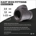 thumbnail image 5 of Supply Giant 2" x 1" x 1-1/2" BLack Pipe Fitting Reducing Tee Cast Iron, 5 of 6