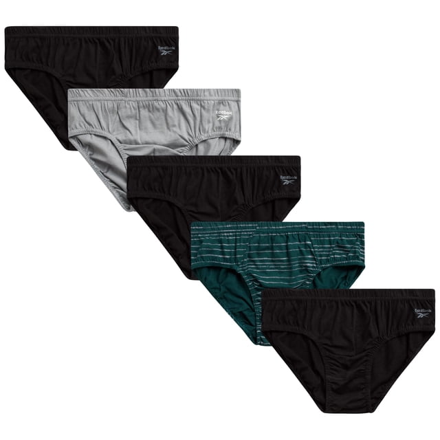 Reebok Pack de 5 calzoncillos de tiro bajo para hombre, algodón, talla pequeña