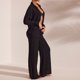 thumbnail image 4 of Conjunto de pantalón largo de 2 piezas de color liso para mujer, camisa plisada, pantalones, cuello en V, atuendo diario FLhrweasw  Nuevo, 4 of 8