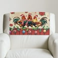 thumbnail image 2 of TSOVTHRID Christmas Rooster Poinsettia Print Sofa Headrest Cover Non Slip Headrest Protector for Recline Chair PU Leather Head Protector Cover for Living Room Christmas Decor,17x27in, 2 Pieces, 2 of 7