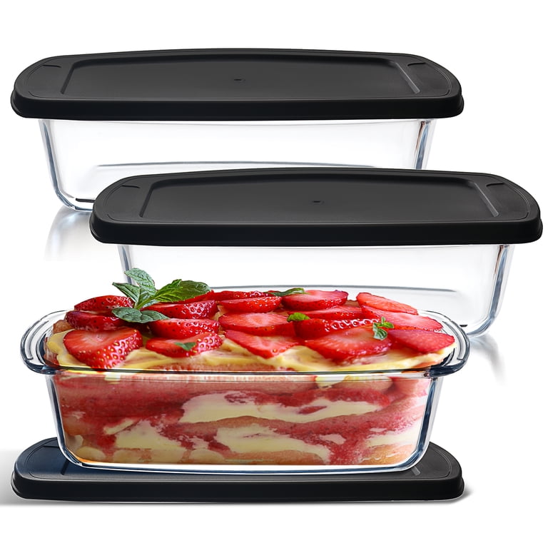 LammaLoe 6-Piece Glass Loaf Pan Set with Leakproof Lids photo 4