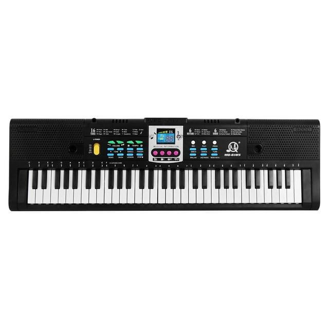 Teclado electrónico infantil de 61 teclas con micrófono - Piano digital portátil en color negro MQ-6185 - Ideal para principiantes - Incluye cable USB
(Nota: Este título en español de México tiene