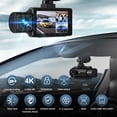 thumbnail image 3 of NEXPOW 4K 3 Channel Dash Cam Front Rear Cabin, WDR Night Vision, 170° Wide Angle, Built-in WiFi App Control, 4K+1080P+1080P, G-Sensor, 32GB SD Card, Loop Recording, 24H Parking Mode, 3 of 11