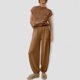 thumbnail image 2 of Gibobby Sudaderas de Forro Polar y Pantalones Conjunto de pantalones de manga corta para mujer, suéter de punto informal y cómodo, Color sólido, a la moda(Café,XL), 2 of 5