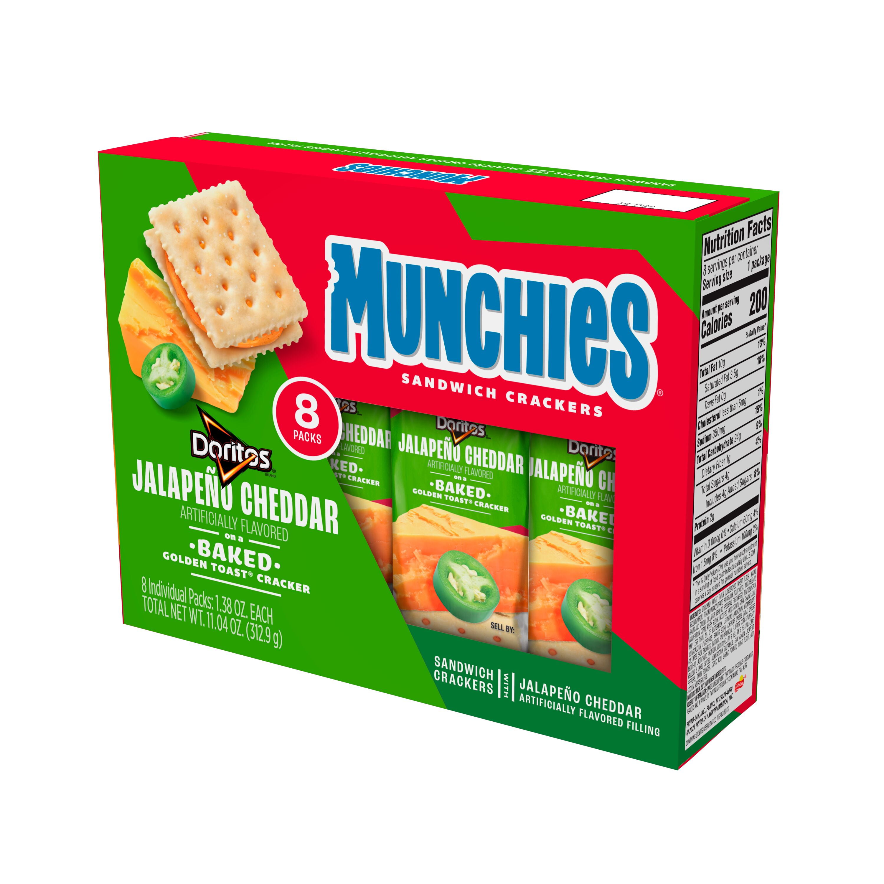 Munchies Doritos Jalapeno Cheddar Artificially Flavored Sandwich Crackers, 11.04 oz