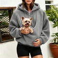 thumbnail image 2 of Fuzzy Full Zip Dog Pouch Hoodie for Women, Plush Pet Carrier Jacket, Warm Zip Up Sweatshirt for Dog Lovers Home Lounging Daily Wear, 2 of 6