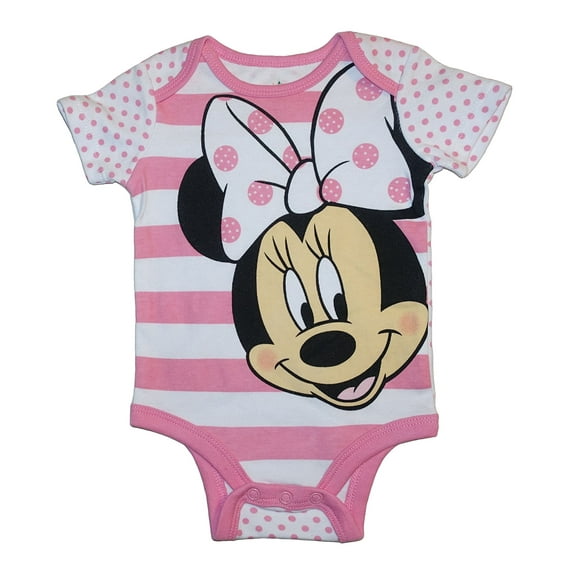 Disney Baby Girls Minnie Mouse Polka Dot Striped Bodysuit (0-3 Months)