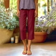 thumbnail image 6 of BUIGTTKLOP Plus Size Capri Pants for Women High Waisted Cropped Lounge Pants Side Split Casual Summer Ladies Pull on Capris, 6 of 8
