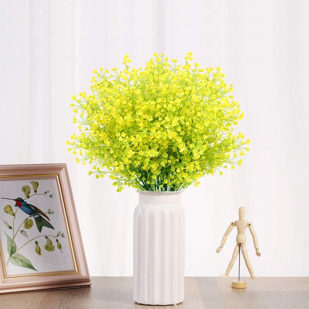 ZOELNIC Artificial Shrubs Bushes 8 Pack UV Resistant Plants Flowers, Faux Plastic Bell Leaves Greenery for Outside Hanging Planter Home Office Wedding Decor