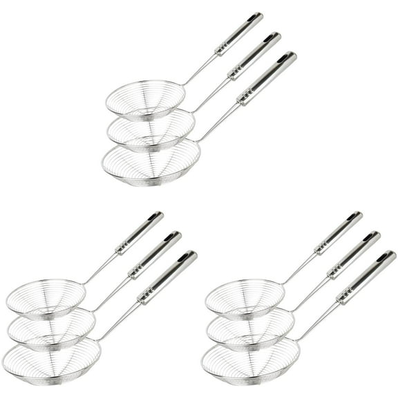 Spider Strainer Set of 3 Asian Strainer Ladle Stainless Steel Wire Skimmer Spoon with Handle for Kitchen Frying Food, Pasta, Spaghetti, Noodle-30.5cm, 32cm, 35cm