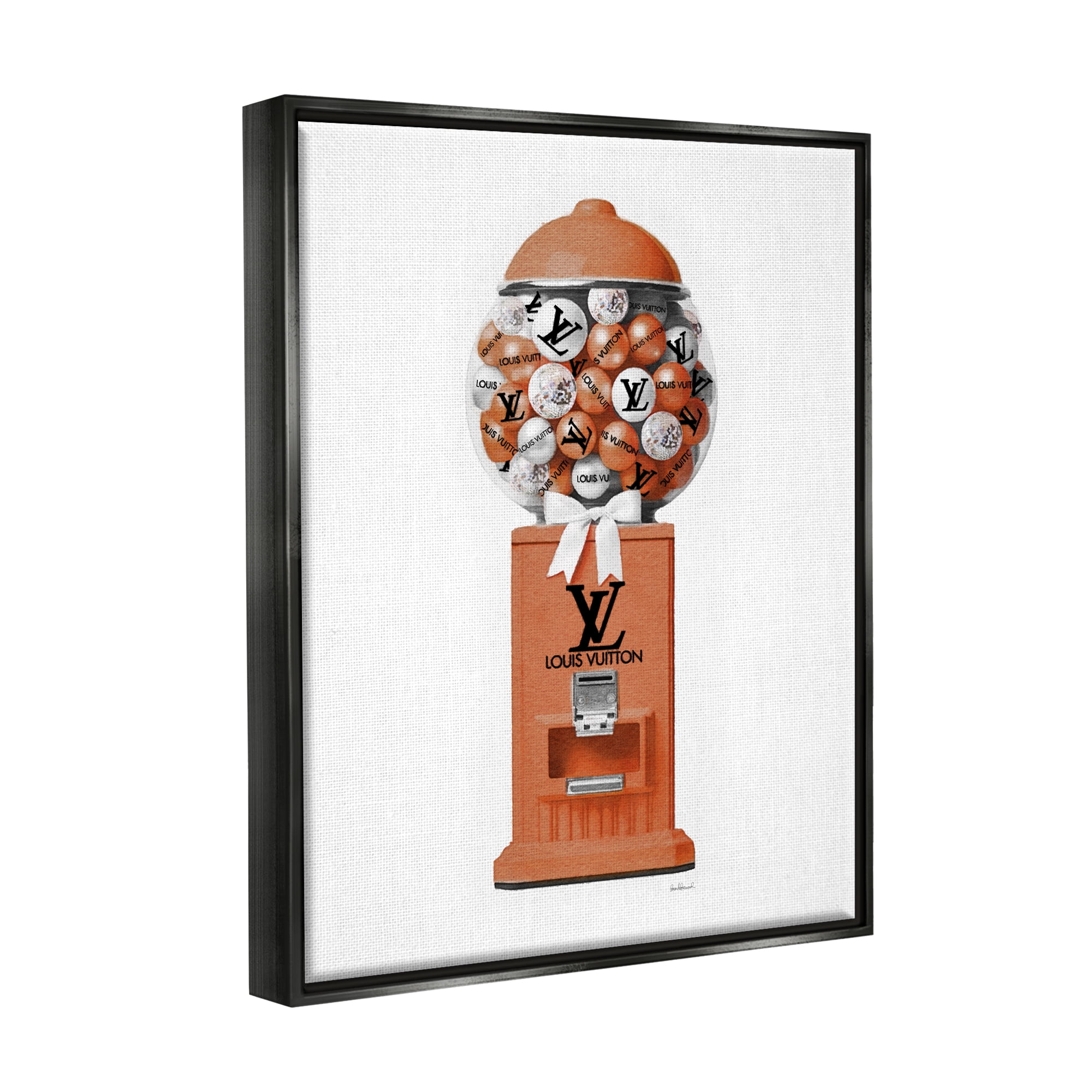 Stupell Industries Gumball Dispenser Glam Beauty & Fashion Painting Black Floater Framed Canvas Art Print Wall Art, 25 x 31