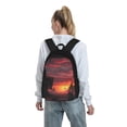 thumbnail image 7 of Lsque Sunset Western Desert Cowboy Pattern Adult Backpack – Durable & Lightweight PU Canvas Storage Bag , 15” Laptop Compartment, and Multiple Pockets, 7 of 7