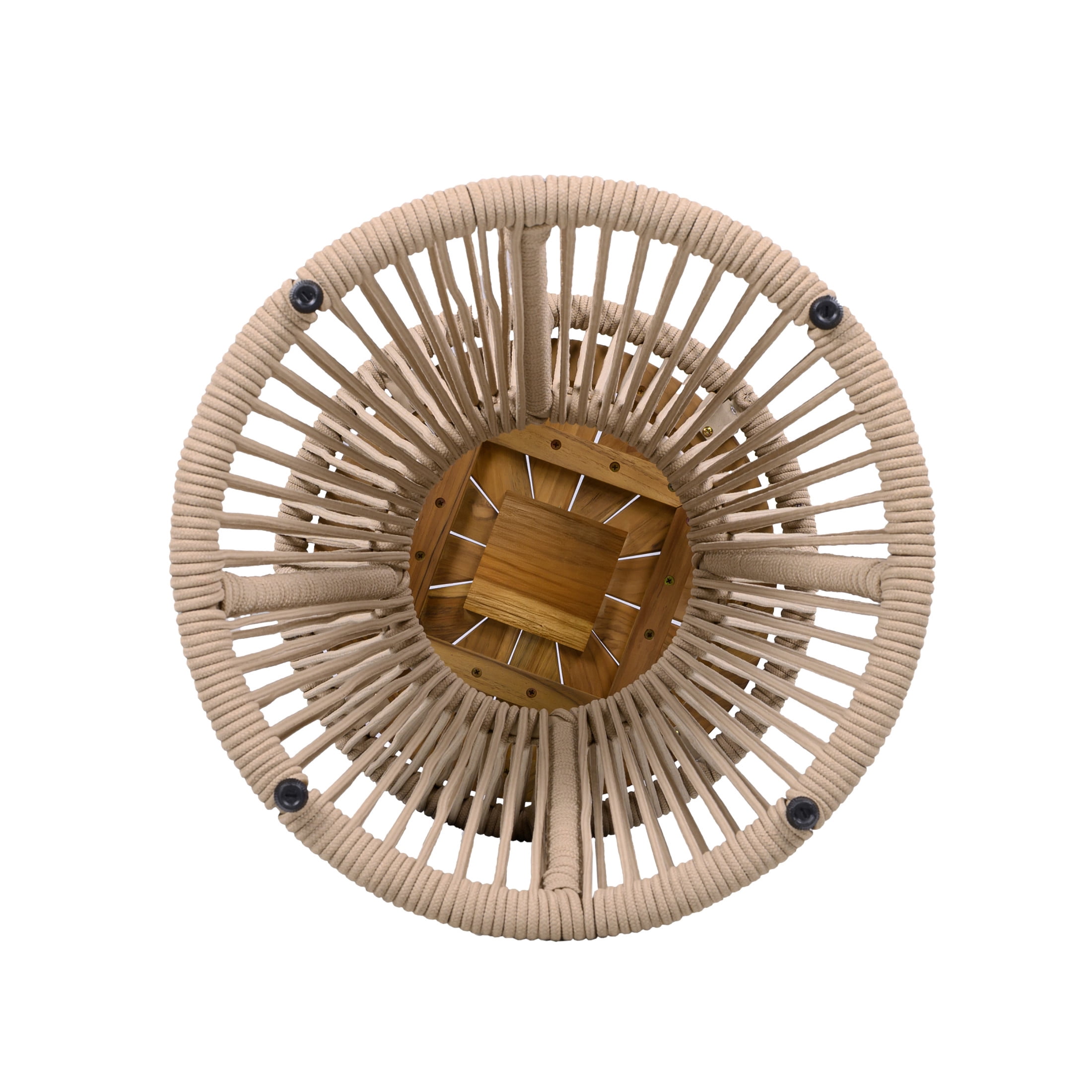 Christopher Knight Home Small Outdoor Side Table, Woven Rope Patio End Table, Beige + Light Teak