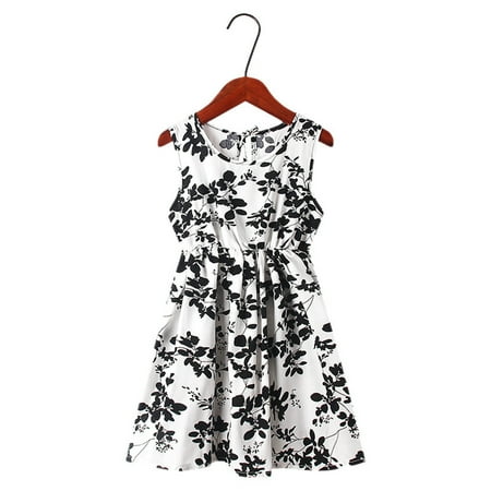 

PEASKJP Girls Formal Dresses Toddler Girls Floral Floral Chiffon Ruffled A-Line Princess Flowy Dress Vintage Ruffled Girls Dress White 5-6 Years