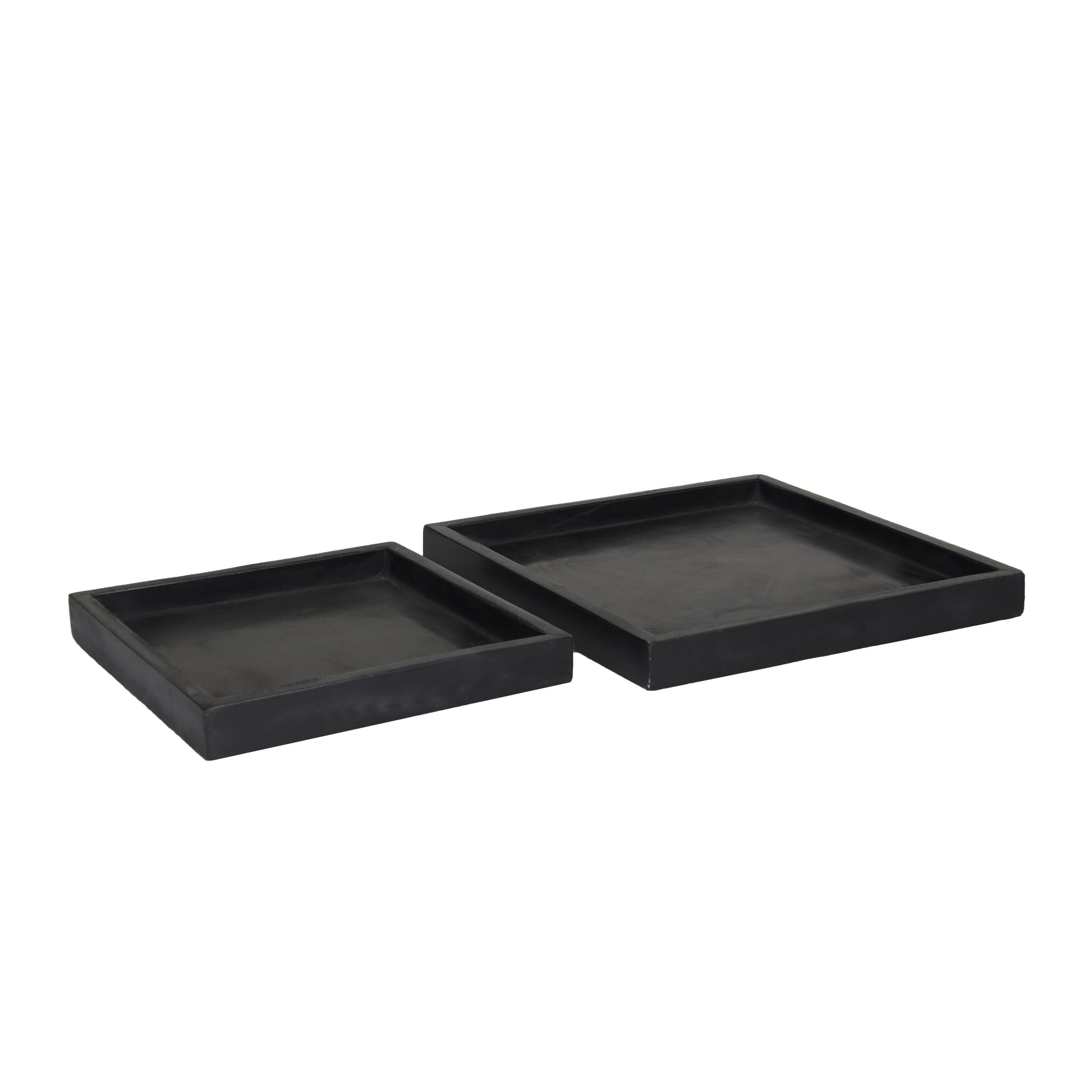 DecMode 10", 8"W Black Marble  Tray with Raised Border, 2-Pieces