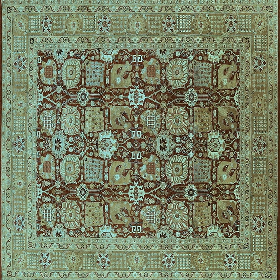 Ahgly Company Indoor Square Oriental Light Blue Industrial Area Rugs, 6' Square