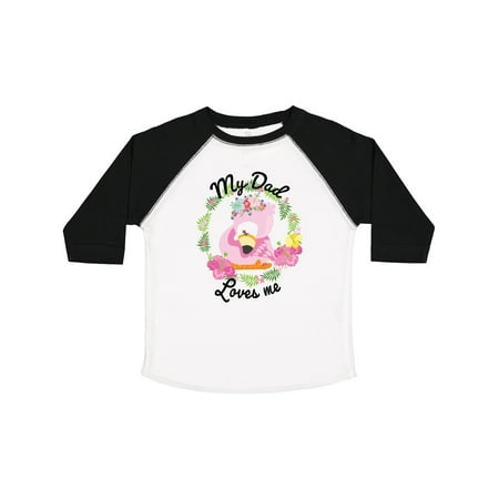 

Inktastic Baby Flamingo My Dad Loves Me with Flower Wreath Gift Toddler Boy or Toddler Girl T-Shirt