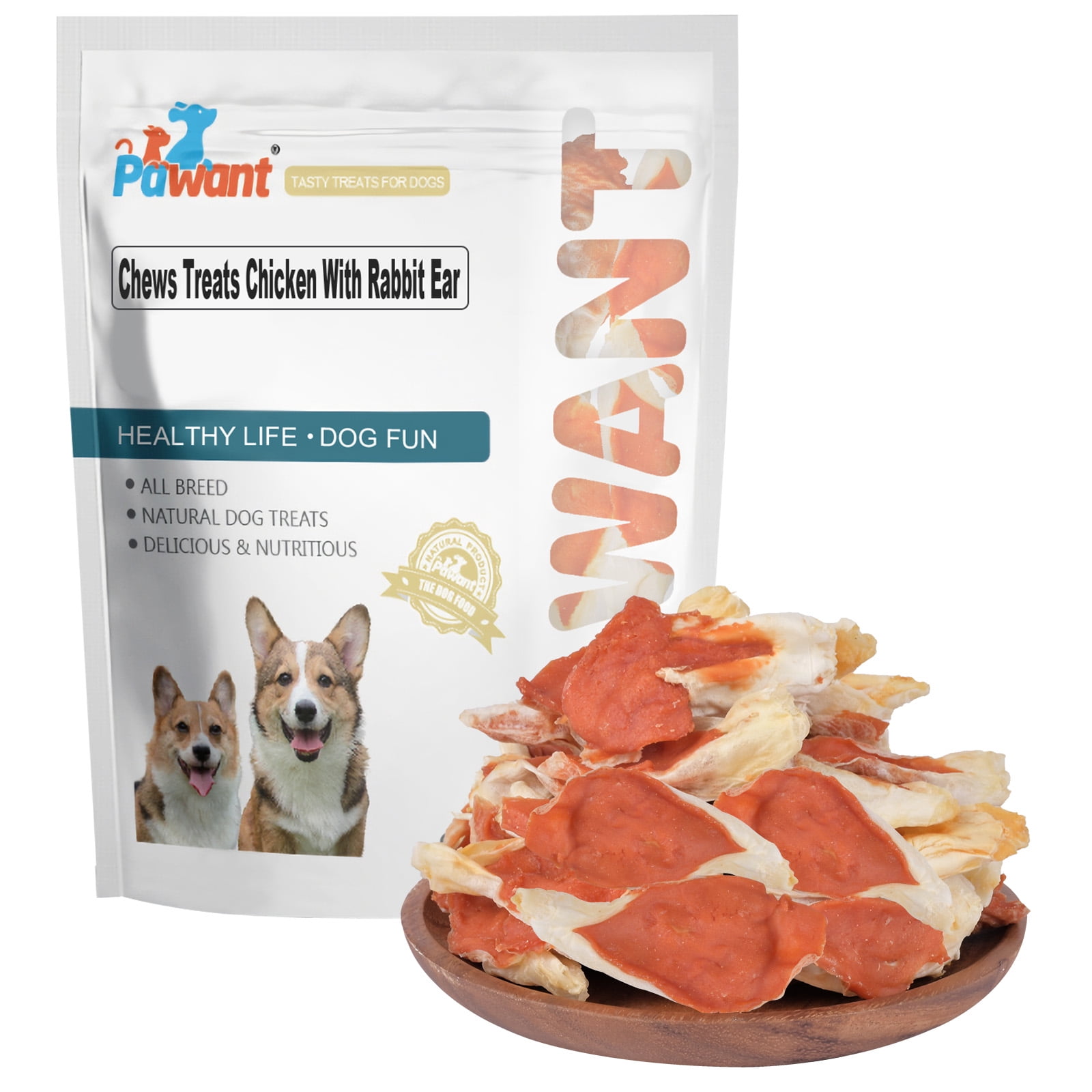 Pawant Chicken with Rabbit Ear Dog Chews Treats Puppy Training Snacks