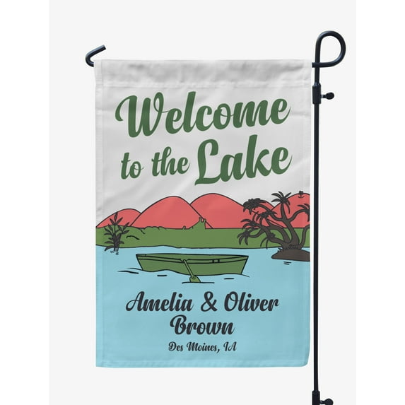 Printtoo White Welcome To The Lake Outdoor Camping Flags For Campers Personalized Double SidedFlag Outdoor Decor Sign CampsiteFlag