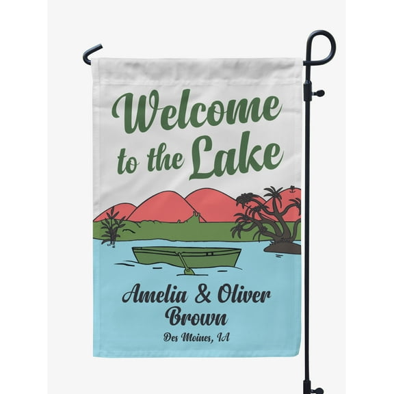 Printtoo White Welcome To The Lake Outdoor Camping Flags For Campers Personalized Double SidedFlag Outdoor Decor Sign CampsiteFlag