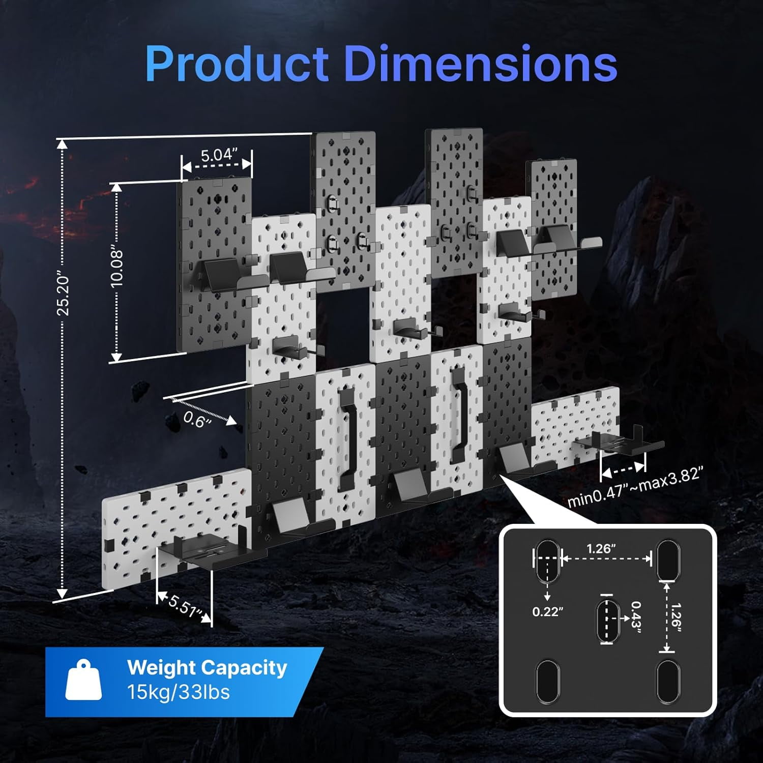 PEGZONE Controller and Headphone Holder Wall Mount, Modular Gaming Pegboard with Accessories, Controller Stand for Xbox PS5 PS4 Switch, Video Game Storage, Disc Shelf Organizer, 14pcs Pegboard, White