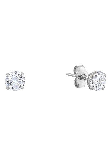 14kt Pure Solid White Gold 3MM Cubic Zirconia Screw Back Stud Earrings 14Kt Back 