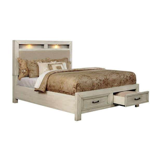 Furniture Of America Jexter Wood, Antique White Wood Bed Frame
