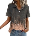 thumbnail image 5 of Women's Printed Button Down Shirts Short Sleeve Lapel Collar Top 2026 Summer Tops for Women Casual Loose Fit Clothing Pocket Tees Outfits Blouse, 5 of 6