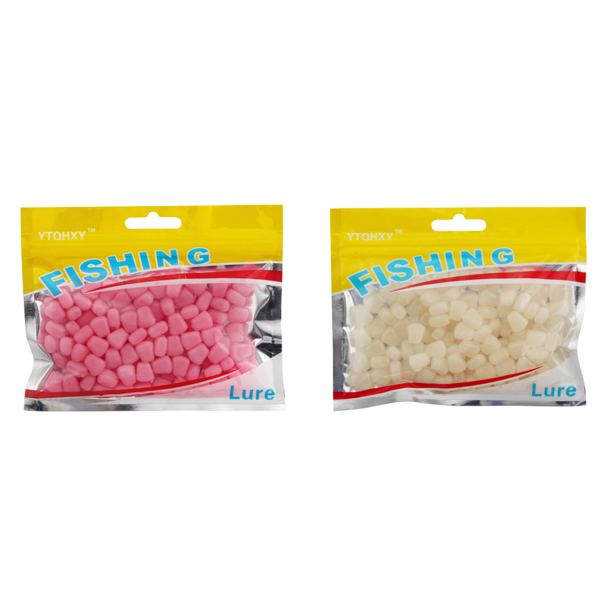 Olor a cebo suave de maíz falso maíz fluidez accesorios de pesca de cebo rosa 100pcs