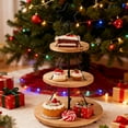 thumbnail image 5 of Virelaxpo Christmas Tree Shaped Three-Tier Cake Stand, Wooden Decorative Tray for Holiday Parties and Gatherings, Festive Serving Platter for Cakes Cookies and Treats, 5 of 6