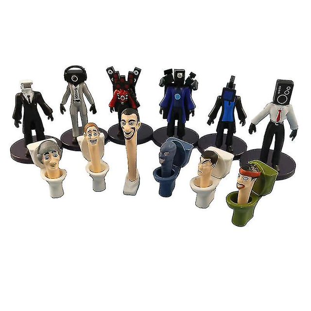 Juego de 12 figuras de inodoro Skibidi de 8 a 10 cm, modelo de juguete, figura de acción para regalos de niños.