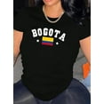 thumbnail image 1 of Women's Patriotic Flag Print T-Shirt - Casual Crew Neck, Short Sleeve, Stretchy Polyester Blend, Machine Washable, Summer Fashion Tee with American Flag Design, 1 of 6