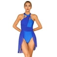 thumbnail image 3 of Xnihocha Women's Sleeveless Halter Neck Lyrical Ballet Leotard Dress Modern Contemporary Dancewear Royal Blue M, 3 of 7