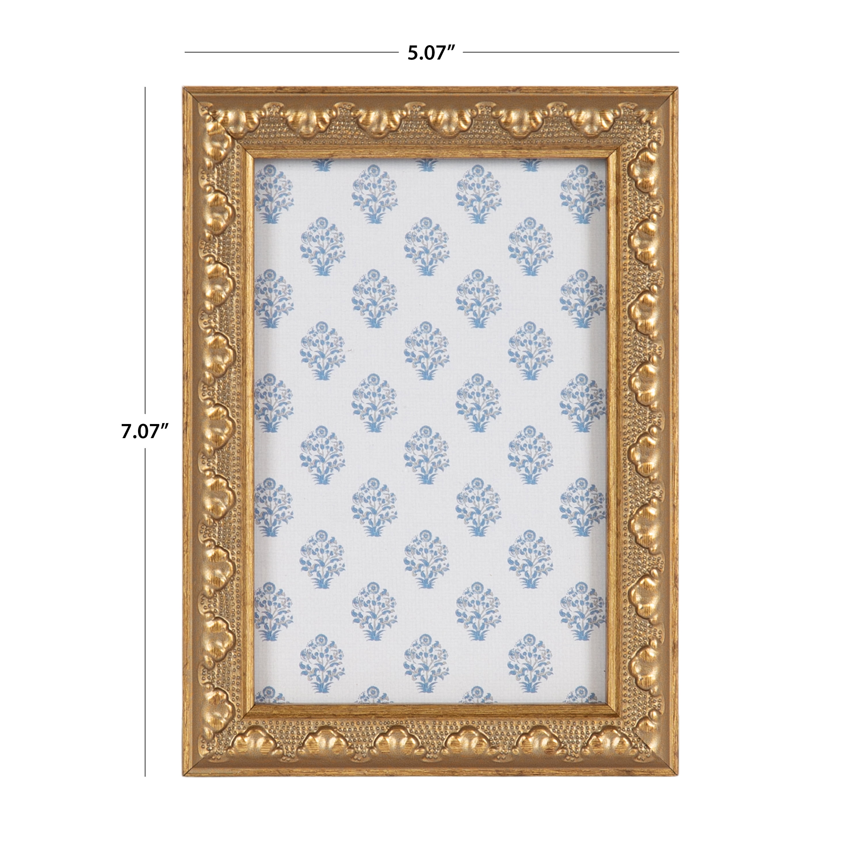 DesignOvation – 4x6 Picture Frame – Slim Ornate Antique Gold Tabletop Photo Frame