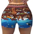 thumbnail image 2 of Uemuo Animals On Noah's Ark2 Pattern Women Workout Impact Shorts Scrunch Butt Lifting Gym Shorts Seamless Booty Biker Shorts-Medium, 2 of 8