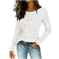 thumbnail image 6 of BLVB Women's Satin Blouse Ruched Cowl Neck Elegant Shirt Long Sleeve Spring Summer Tops Casual Work Office Outfits, 6 of 6